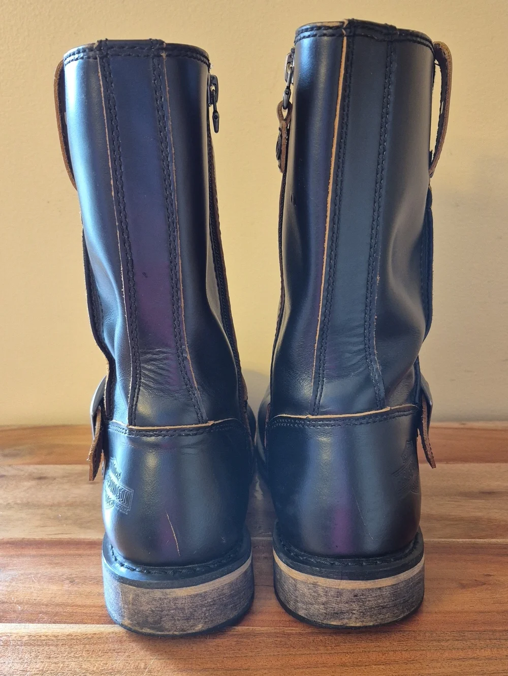 Men's Harley Davidson D93667 Dendon Black Leather Motorcycle Boots - Sz. 8.5